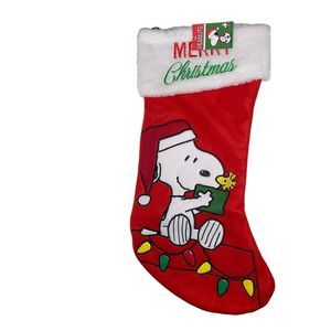 PEANUTS SNOOPY & WOODSTOCK with Lights Christmas Stocking by Kurt Adler NWT